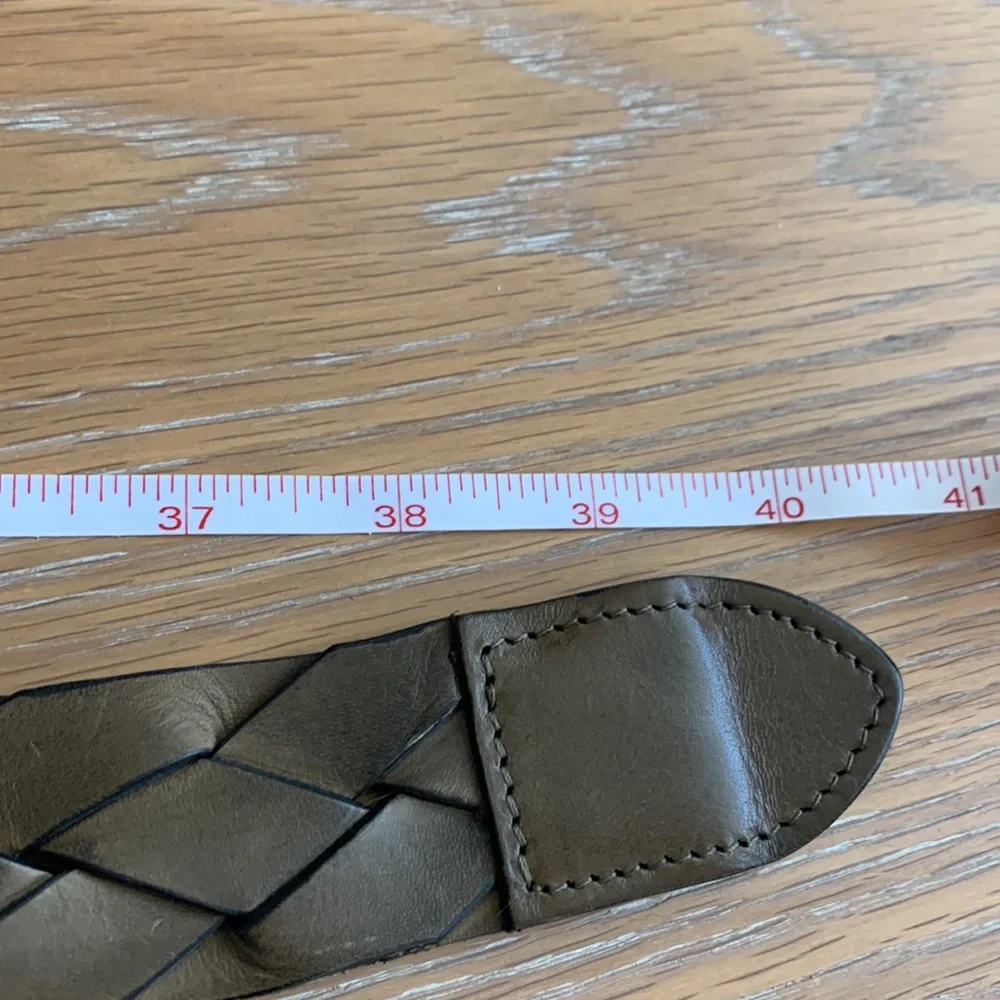 Ted Baker flat weave leather belt small medium dark green